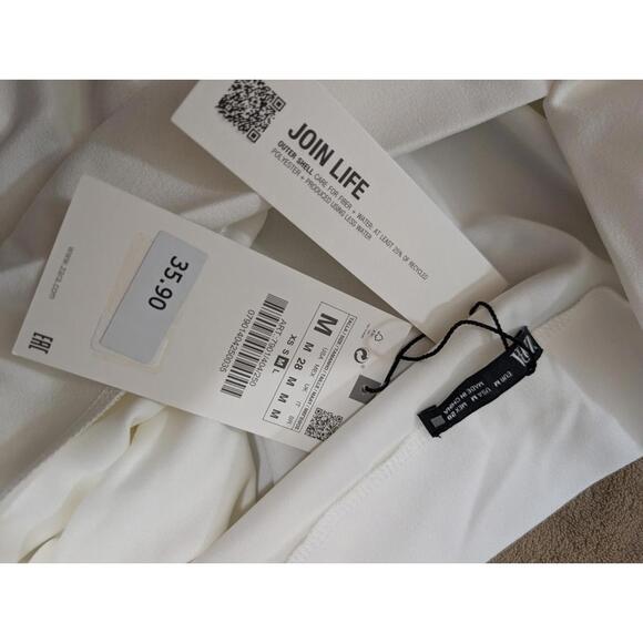 NWT Zara White Poplin Cotton Top Blouse Asymetric Pleat Medium Mark As Pictured - Picture 6 of 6